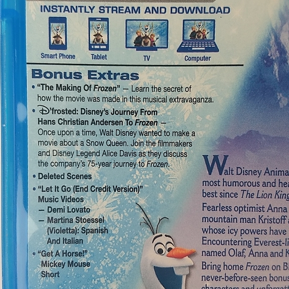 Frozen Blu Ray/DVD Combo Pack in VG condition - Picture 15 of 17